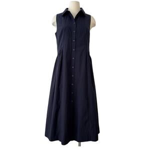 MAYE Corinne Shirt Dress Midi Button-Down in French Navy S NWOT